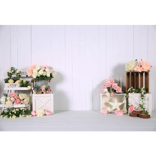 HUAYI Photography Backdrop Flowers Floral boxes Photo Background Newborns Child 1st Birthday Cake Smash Studio Photocall W-4332