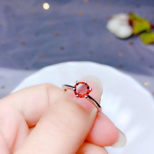 Top Natural Red Garnet Ring For Women Men Crystal Stone 925 Silver 6mm Beads Mozambique Gemstone Adjustable Ring Jewelry AAAAA