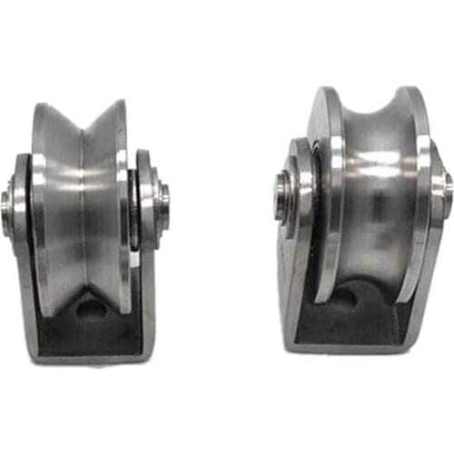 Hot YO-2Pcs 2 Inch Roller Wheel Bearings V /U Groove Pulley Wheels Detachable Heavy Duty Grooved Wheel for Material Handling