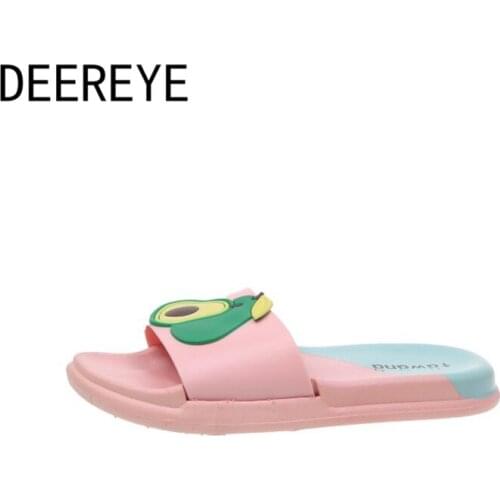 Cute Design Unisex Casual Non-Slip Fruit Slippers Flat Home Indoor Sandals Women 2021 Light Flip-Flops Cartoon Mules Size 36-41