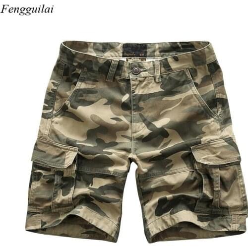 Mens Pants 2021 Summer New Straight Camouflage Print Overalls Sports Capris Casual Shorts