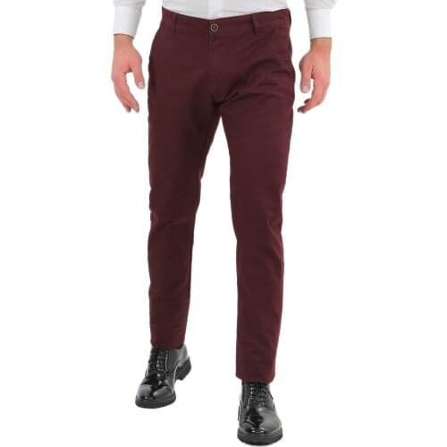 Pants men Slim Fit elegant winter Burgundy classic Chino khaki pocket America