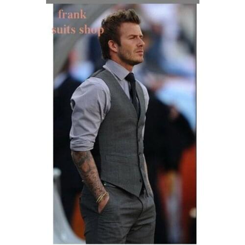 Men Suit Vest 2018 Custom made New Brand Designer Formal Business Dress Beckham vest Slim Fit Gilet Male Sleeveless vest