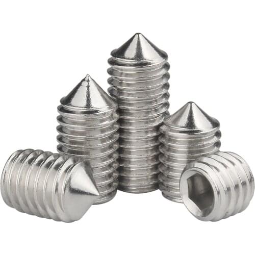 304 Stainless Steel Hex Socket Head Cap Set Grub Tapered Point Screw Metric Thread Hexagon Headless Machine Bolt M3 M4 M5