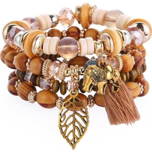 ORNAPEADIA 2021 New Multi-layered Bracelet for Women Bohemian Tassel Pendant Beaded Ethnic Decorative Bracelet Wholesale