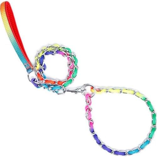 Dog collar Bite Proof Heavy Duty Chain Dog Leash Pet Metal Lead Handle Trigger Hook Pet Training Collar Necklace Dog Product