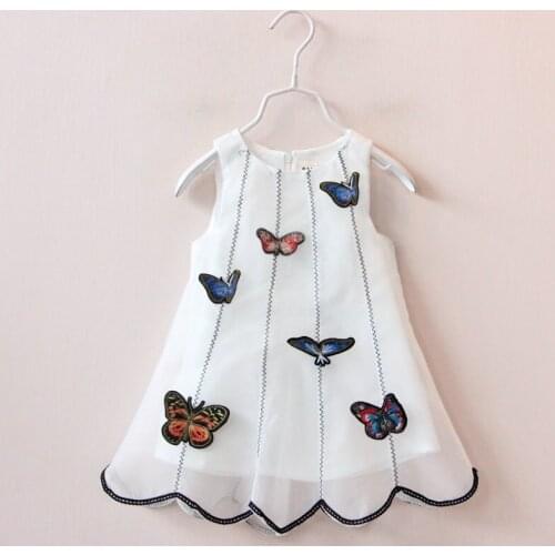 New summer 2019 children dress clothing Kids Girls fashion sleeveless color butterfly patchwork organza dress 2-7 years