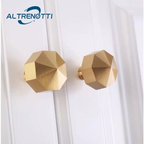 Cabinet Furniture Handle Brass Modern Simple Gold Hexagon Single Home Kitchen Cupboard Door Pull Wardrobe Drawer Knob Hardware