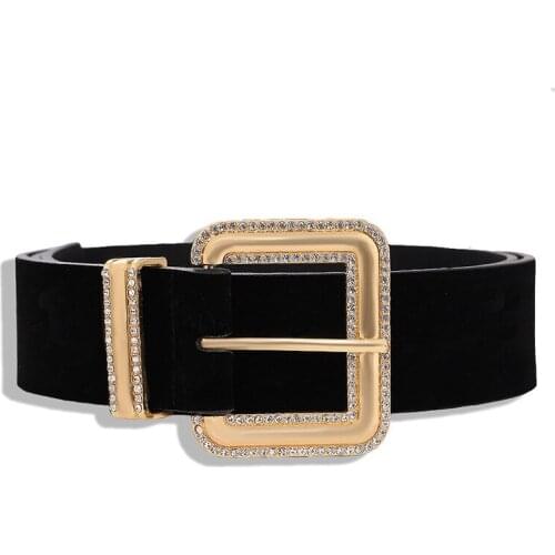 Euramerican style wide Female Belts Luxury Brand metal Pin cingulate Belt Elegant Crystal Stone Leather Waist Belts Jewelry