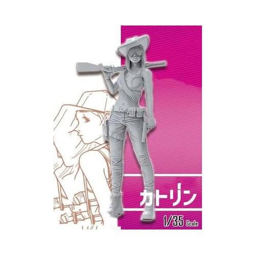 Resin female soldier, figure girl, need to assemble and color by yourself 1：35