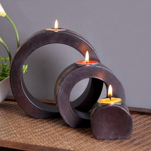 Three Dreamers Decorative Wooden Candlesticks