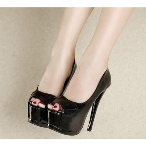 Peep Toe Platform High Heels Formal Shoes for Women Office Stiletto Heels Patent Leather Womans Dress Shoes Sexy Heels Pumps