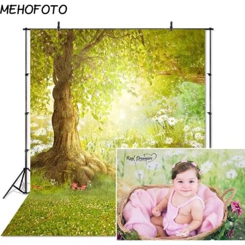 MEHOFOTO Spring Backdrop Fairy Tale Decoration Forest Flower Easter Grassland Wonderland Photography Background for Photo Studio