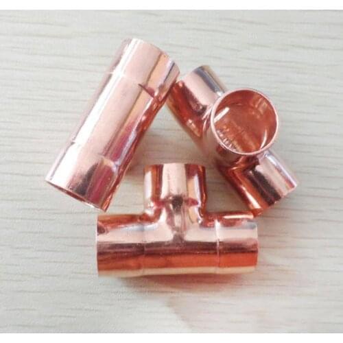 28mm Inner Dia x1mm Thickness Copper Equal Tee Socket Weld End Feed Coupler Plumbing Fitting Water Gas Oil