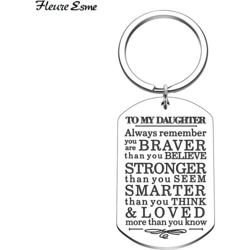 Graduation Keychain Gifts To My Son Daughter Always Remember You Are Braver Than You Believe Key Ring Family Gifts From Dad Mom