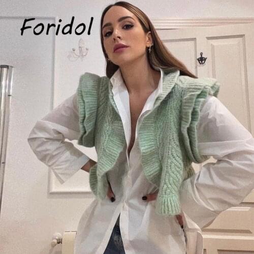 Green Casual Knitted Sweater Vest Women Vintage Sleeveless V Neck Waistcoat Autumn Winter Vest Coat Fashion Cardigan Outfit