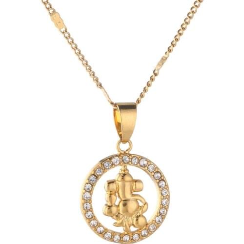 Gold Color Necklace Pendant Indian Yoga Pendant Hindoo Hindu Buddhist AUM OM India Religion Trendy Jewelry