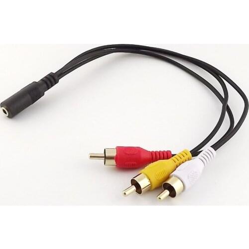 1pc 3.5mm Mini Female Stereo To 3x RCA Male M/F AV TV Audio Video Adapter Cable Cord 25cm