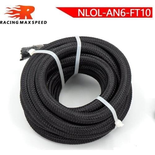 10FT(3meter) 20FT(6meter) AN6 AN8 AN10 Braide Oil Fuel Hose Line Braided Fuel Oil Hose NYLON Braided Stainless Steel Black