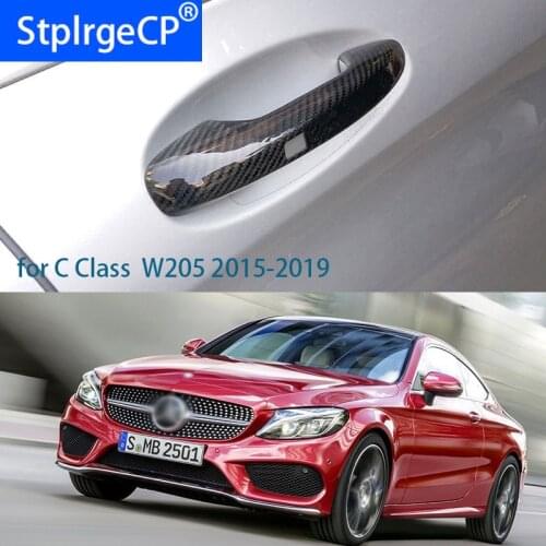100% Real Carbon Fiber Auto Outer Door Handle Cover for Mercedes Benz C Class W205 2015 2016 2017 2018 2019 Car Styling