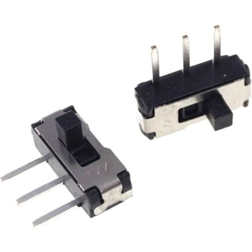 100 pcs Miniature Slide Switch 3 Pin 2 Position 1P2T SPDT ON / OFF Horizontal Through Hole Knob 2.00mm Height 2.50 mm Pitch