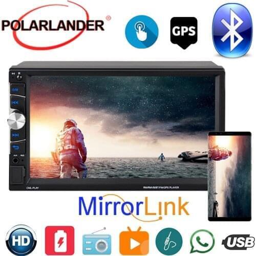 2 Din HD Touch Screen MP5/WMA/ APE/ FLAC/ WAV Mirrorlink 7 inch Car Radio Bluetooth For Apple Android Autoradio With GPS Carplay