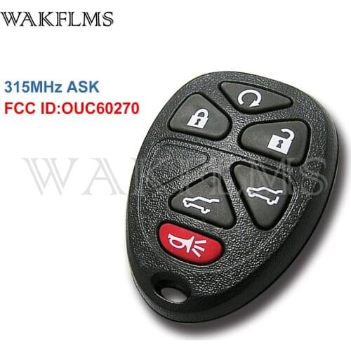 2PCS/LOT 6 Button Remote Key 315MHz Fob for Chevrolet Buick Cadillac Escalade Tahoe Yukon 2007-2013 OUC60270 2PCS