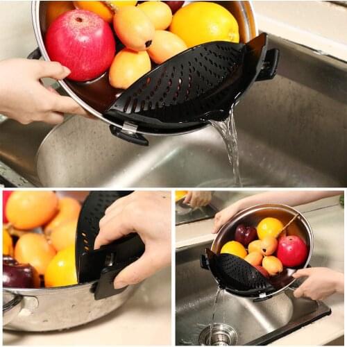 2 PACK Food Strainers Fine Mesh Strainer, Clip On Colander Rice Strain Sieve Sifter, Silicone Drainer Filter Hands-Free Heat Res