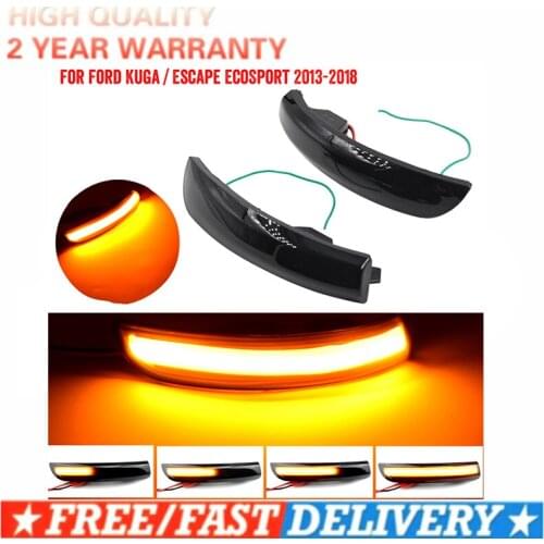For Ford Escape Kuga II EcoSport 2013 - 2019 2 Pieces Dynamic Blinker LED Turn Signal Lights Side Mirror indicator