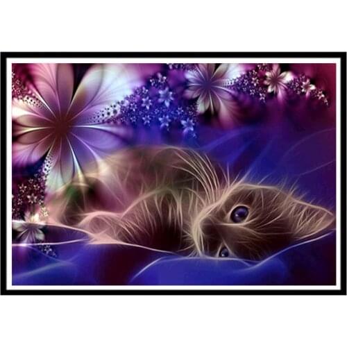 5D diamond painting animal DIY round diamond sleeping cat embroidery puzzle mosaic pattern children home decoration handmade