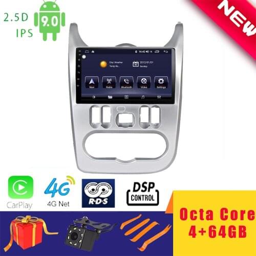 9'' Android 10.0 Car player for Renault Logan 09-13 Sendero Dacia Logan 08-12 Duster Head Unit Octa Core DSP 2.5D+IPS 4G Carplay