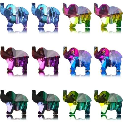 20Pcs 18mm Multicolor Charms Crystal Elephant Pendants Glass Beads For Women Jewelry Making Necklaces DIY Earring Findings