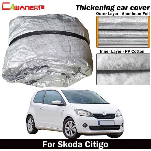 Cawanerl Full Car Cover Waterproof Cotton Inside Sun Shield Rain Hail Snow Prevent Cover Dust Proof For Skoda Citigo