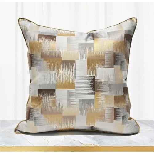 Geometric Grey Gold Cushion Cover 45x45cm Sofa Pillowcase Home Decor Luxury Hotel Soft Bedding Throw Pillow Cover 50x50