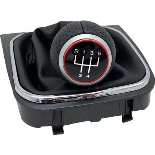 PU Leather Car Gear Shift Knob Lever Stick Boot Cover Case Collar For Volkswagen VW Golf 5 MK5 R32 GTI 2004-2009