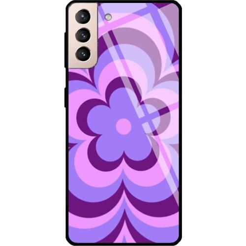 PURPLE FLOWER TRANCE Tempered Glass Cover For Samsung Galaxy S21 Ultra S20 FE S8 S9 S10 Plus Note 10 20 Case