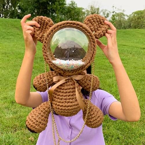 Cub bag womens Handmade Bag acrylic transparent cartoon small backpack animal cute bag