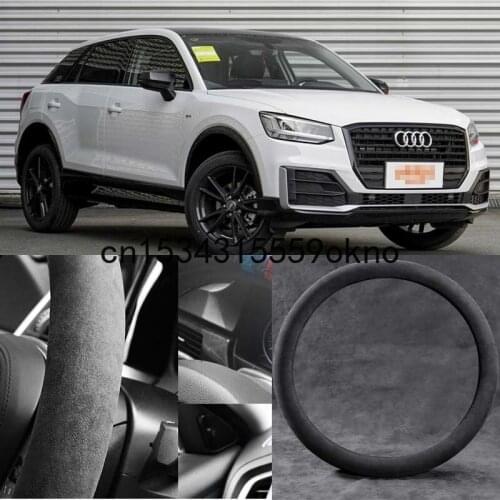For Audi Q2L Circular D Type Black Alcantara Suede Car Steering Wheel Cover Car Accessories
