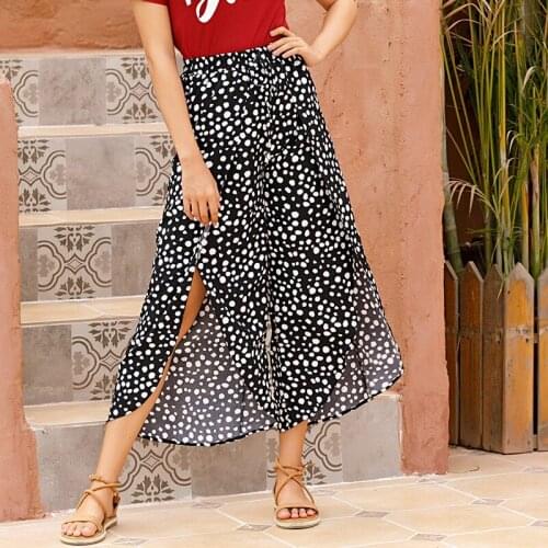 Womens Summer Thin Casual Irregular Split Loose Wide Leg Culottes