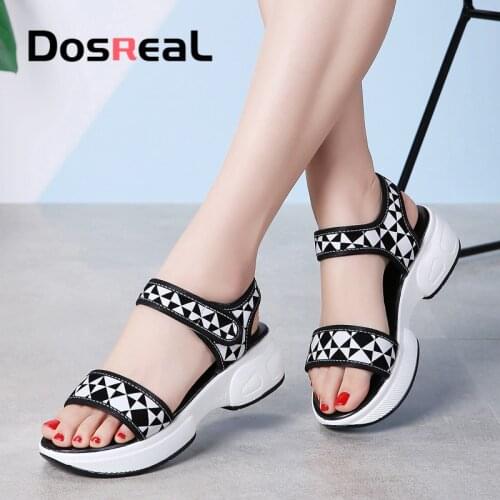 Dosreal Summer New Women Flats Sandals Shoes Women Chunky Sneakers Wedges Platform Sandalias Buckle Sandals High Heels Strap San