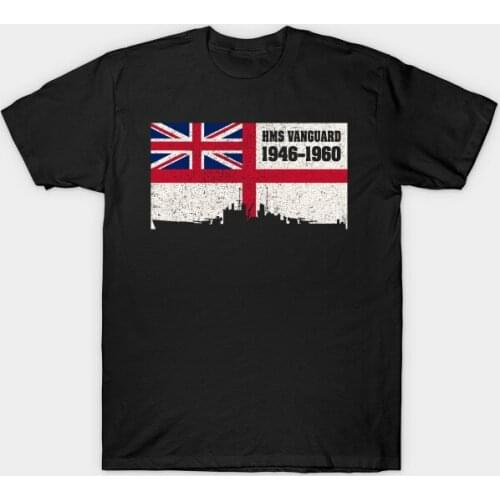 HMS Vanguard Fast Battleship Distressed Retro UK Royal Navy Flag T-Shirt. Summer Cotton O-Neck Short Sleeve Mens T Shirt New