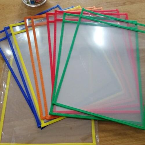 12pcs Drawing Board Dry Brush Bag File Pocket Dry Erase Pockets Worksheet Sleeves Shop Work Ticket Holder 10x14 inches