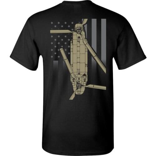 Creative Design American Flag CH-47 Chinook Transport Helicopter T-Shirt. Summer Cotton Short Sleeve O-Neck Mens T Shirt New