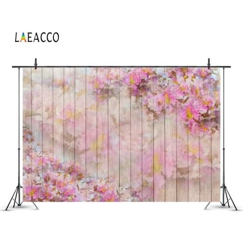 Laeacco Flowers Pattern Wooden Boards Planks Texture Photography Backgrounds Customized Photographic Backdrops For Photo Studio