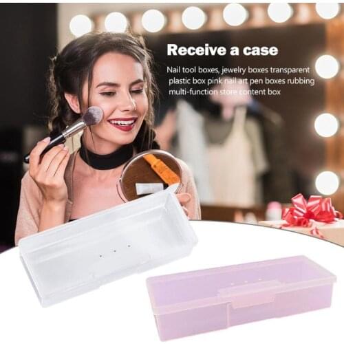 Manicure Storage Jewelry Plastic Rectangle Nail Art Tool Plastic Pens Cuticle Pusher Polishing buffer files Strip Container