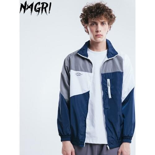 NAGRI Mens Fluorescence Windbreaker Jacket Spring Autumn Fashion Hip Hop Zipper Casual Jacket Streetwear