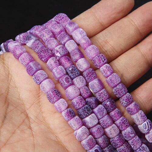 Wholesale Natural Stone Square Purple Frost Cracked Agates Beads Loose Spacer Beads Needlework DIY Necklace Bracelet Accessories
