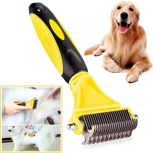 Original Stainless Double-sided Pet Cat Dog Comb Brush Professional Large Dogs Open Knot Rake Knife Pet Grooming Products