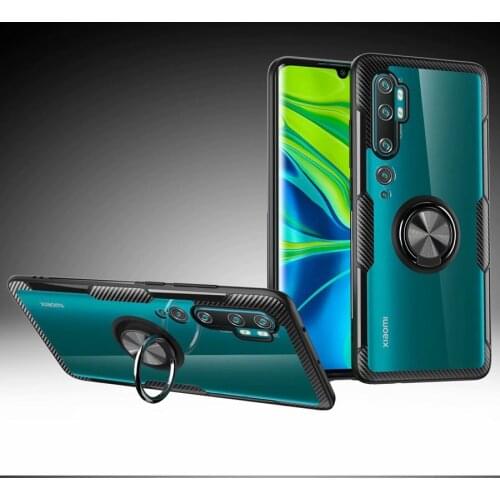 Transparent Non-slip 360 degrees metal Ring kickStand Grip Shock Absorbing case for Xiaomi Mi Note 10 /Mi Note 10 Pro CC9 Pro