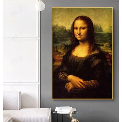 Smile Of Mona Lisa Portrait Canvas Art Paintings Reproductions Classical Da Vinci Famous Art Print for Living Room Cuadros Decor